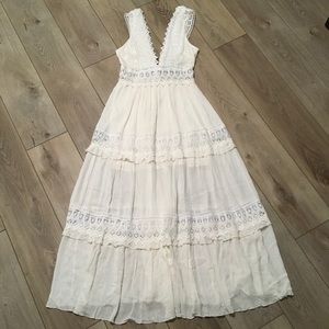 Cream White Boho Maxi Dress